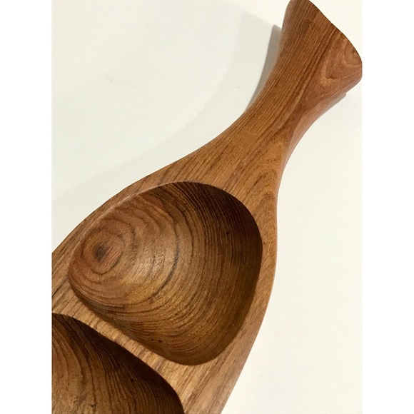 Vintage MCM Teak Leaf Serving Tray - Picture 5 of 7